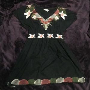 Forever embroidered black native mini dress